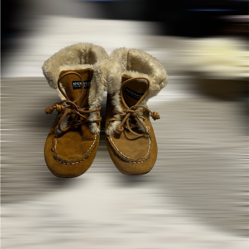 Sperry Cream Faux Fur Boots